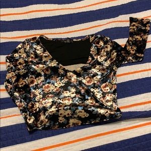 Velvet floral crop top